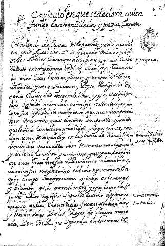 Capitulo 1º en que sedeclara quien fundo Caschancillerias y porque caussa