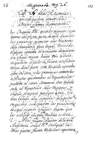 Cap. 26 delas Recetorias que sedespachan comettidas a recetor y forma decometerseles