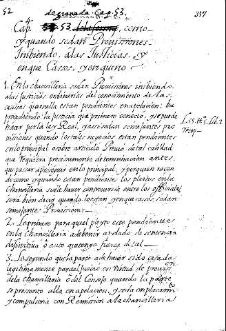 Cap. 53. como y quando sedan Provissiones Irribiendo alas Justiçias y enque Cassos, y en querio