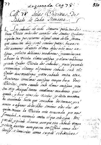 Cap. 78. delas Vissittas des sabado de cada semana