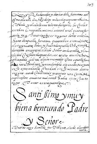 Santissimo y my biena benturado Padre y Señor