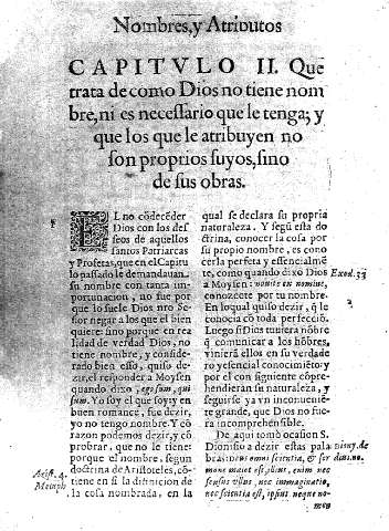 Capitvlo II. Que trata de como Dios no tiene nombre, ni es necessario que le tenga; y que los que le atribuyen no son propios suyos,sino de sus obras