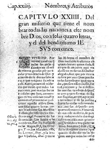 Capitvlo XXIIII. Del gran misterio que tiene el nombrar todas las naciones a este nombre Dios, con solas quatro letras y el del benditissimo Iesvs con cinco