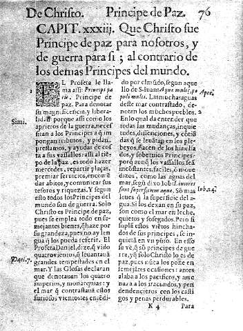 Capit.XXXIII. Que Christo fue Principe de paz para nosotros, y de guerra para si ; al contario de los demas Principes del mundo