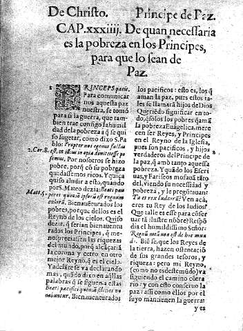 Cap. XXXIIII. De quan necessaria es la pobreza en los Principes, para que lo sean de Paz