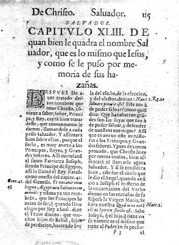 Capitvlo XLIII. de quan bien le quadra el nombre Saluador, que es lo mismo que Iesus, y como se le puso por memoria de sus hazañas
