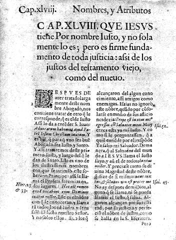 Capitvlo XLVIII. Qve Iesvs tiene Por nombre Iustro, y no solamente lo es; pero es firme fundamento de toda justicia:assi de los justos del testamento viejo, como del nueuo 