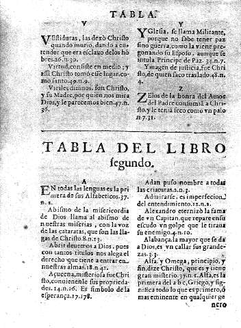 Tabla del libro segundo