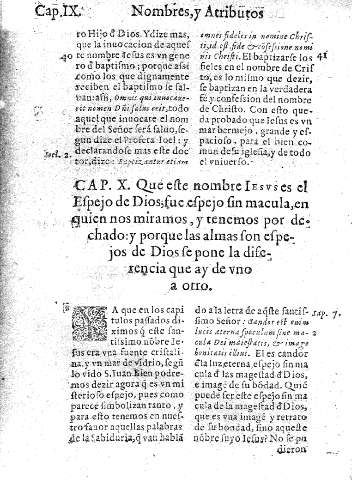 Cap. X. Que este nombre Iesvs es el Espejo de Dios;fue espejo sin macula,en quien no miramos , y tenemos por dechado ...
