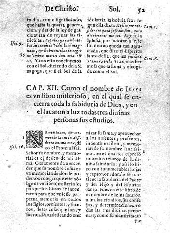 Cap. XII. Como el nombre de Isvs es vn libro misterioso, en el qual se encierra toda la sabiduria de Dios, y en el sacaron a la luz todas tres diuinas personas sus estudios