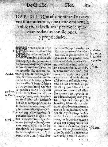 Cap. XIII. Que este nombre Iesvs es vna flor misteriosa, que tiene eminencia sobre todas las flores : y como le quadran todas sus condiciones, y propiedades