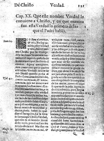 Cap. XX. Que este nombre Verdad le conuiene a Christo ,  y en que manera fue esta Verdad la primera de las que el Padre hablò