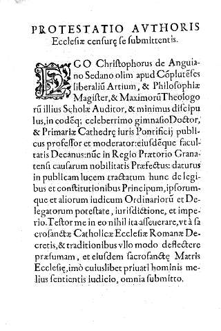 Protestatio avthoris Ecclesiae censurç se submittentis