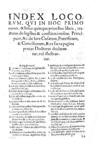 Index locorvm, qvi in hoc primo tomo, & hisce quinque prioribus libris ...