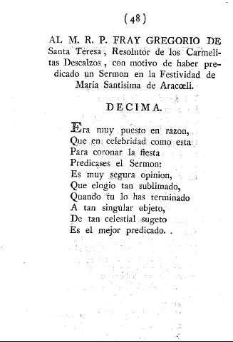 Al M.R.P. Fray Gregorio de Santa Teresa , Resolutor de los Carmelitas Descalzos ..