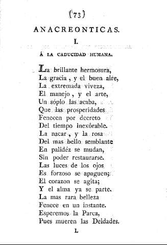 Anacreonticas. I. Á la caducidad humana