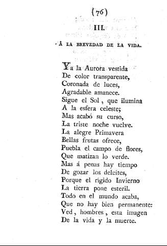 III. Á la brevedad de la vida