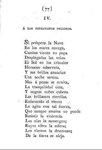 IV. Á los imprevistos peligros