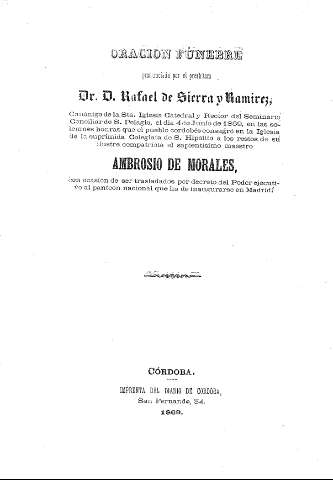 Oracion fúnebre pronunciada por el presbítero Dr. D. Rafael de Sierra y Ramirez ...