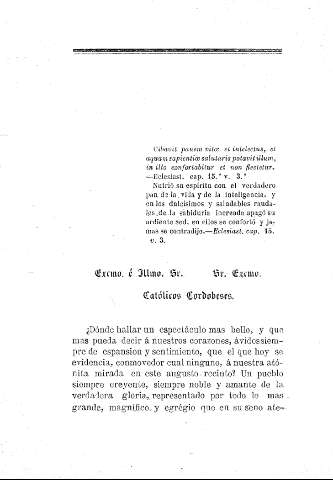 Excmo. é Illmo. Sr. Sr. Excmo. Ctólicos Cordobeses