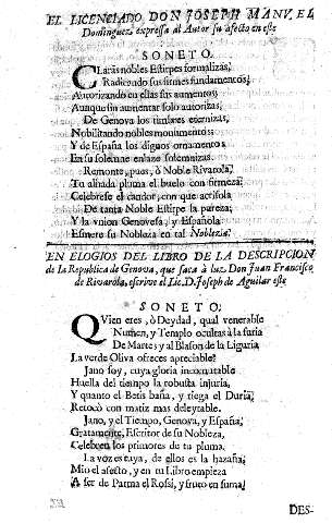El licenciado Don Joseph Manvel Dominguez expressa al Autore su afecto en este soneto