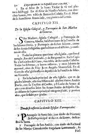 Capitvlo XII. De la Iglesia Colegial, y Parroquia de San Matheo de Genova. Capitvlo XIII. Donde se refieren las demás Iglesias Parroquiales. Capitvlo XIII. Donde se refieren las demás Iglesias Parroquiales