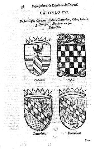 Capitvlo XVI. De las Casas Gatanto, Calvi, Centurion, Cibo, Cicala, y Dinegro, dividido en seis Discursos