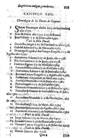Capitvlo XXV. Chronologia de los Duxes de Genova