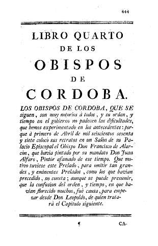Libro quarto de los obispos de Cordoba