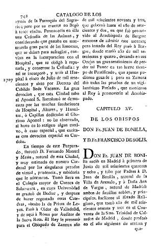 Capitulo XV. De los obispos Don Fr. Juan de Bonilla, y D. Fr. Francisco de Solis