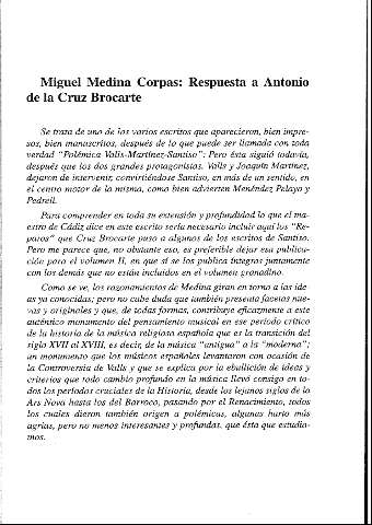 Miguel Medina Corpas: Respuesta a Antonio de la Cruz Brocarte