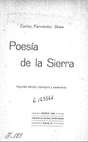 Poesía de la Sierra. Carlos Fernández Shaw