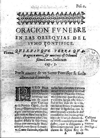 Oracion fvnebre en las obseqvias del svmo pontifice
