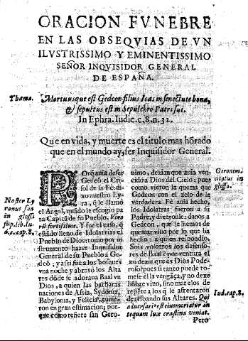 Oracion fvnebre en las obseqvias de vn ilvstrissimo y eminentissimo señor inqvisidor general de España