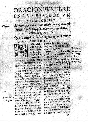 Oracion fvnebre en la mverte de vn señor obispo