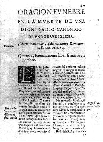 Oracion fvnebre en la mverte de vna dignidad, o canonigo de vna iglesia