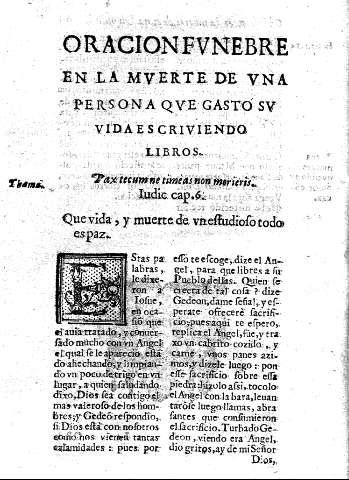 Oracion fvnebre en la mverte de vna persona qve gastó sv vida escriviendo libros