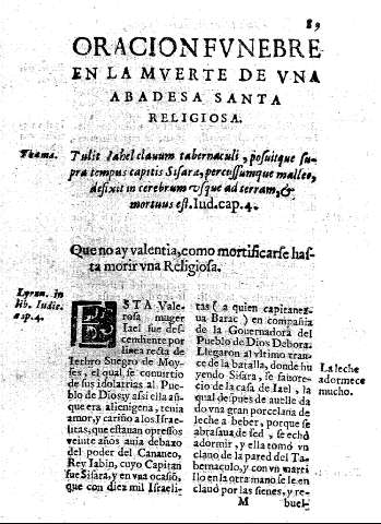 Oracion fvnebre en la mverte de vna abadesa santa religiosa