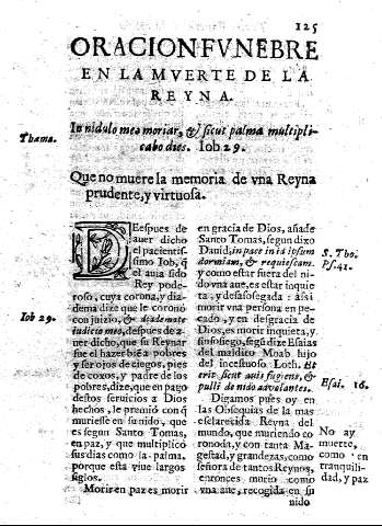 Oracion fvnebre en la mvuerte de la reyna