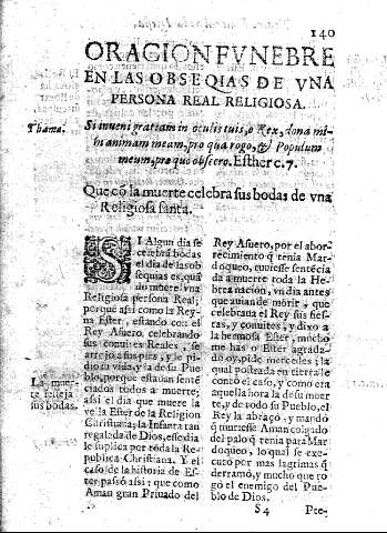 Oracion fvnebre en las obseqias de vna persona real religiosa