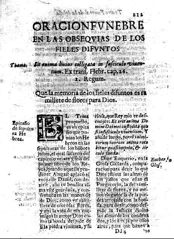 Oracionfvnebre en las obseqvias de los fieles difvntos