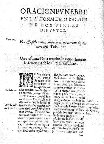 Oracionfvnebre en la conmemoracion de los fieles difvntos