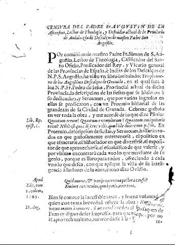 Censvra del padre Fr. Avgvstin de la Ascension...