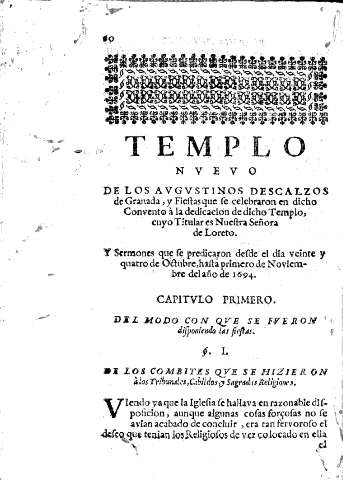 Templo nuevo de los avgvstinos descalzos...
