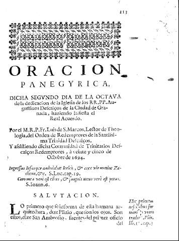 Oracion panegyrica, dicha segvndo dia de la octava...
