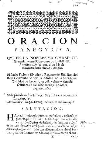 Oracion panegyrica qve en la nobilissima civdad de Granada...
