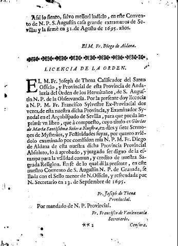 Licencia de la orden.