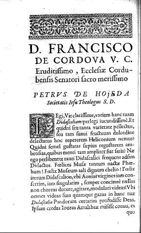 D. Francisco de Cordova V. C. Eurditissimo, Ecclesiae Cordubensis Senatori sacro merissimo