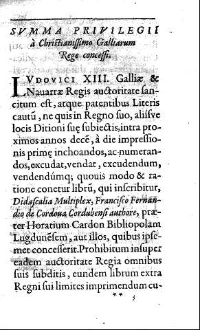 Svmma privilegii à Christianissimo Galliarum Rege concessi