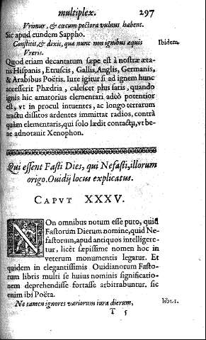 Capvt XXXV. Qui essent Fasti Dies, qui Nefasti,illorum origo.Oudij locus explicatus